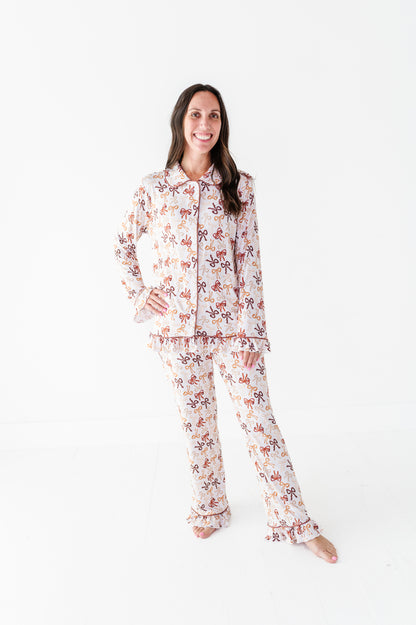 Autumn Ribbons Ruffle Adult Button Up Set (EST SHIP TIME 3-4 WEEKS)