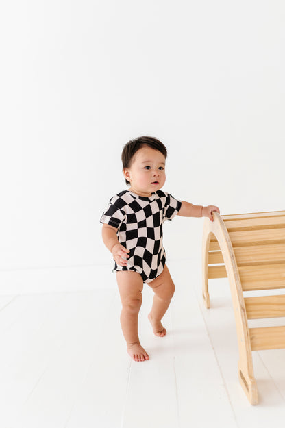 Wavy Check Waffle Knit Bubble
