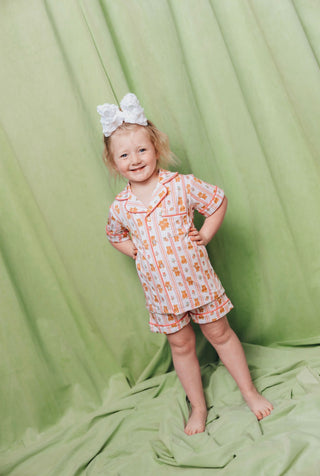 Teddy Tulips Button Up Short Set