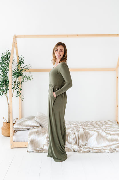 Earth Tones Mama Wide Leg Rompers