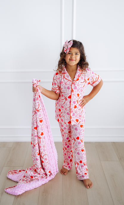 Sweetheart Ribbons Short Sleeve Flare Button Up Set