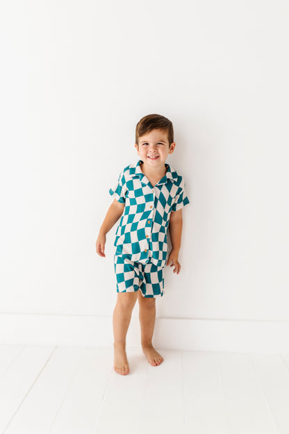 Wavy Check Waffle Knit Set