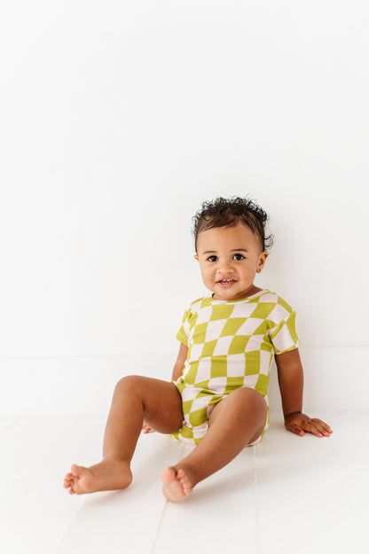 Wavy Check Waffle Knit Bubble