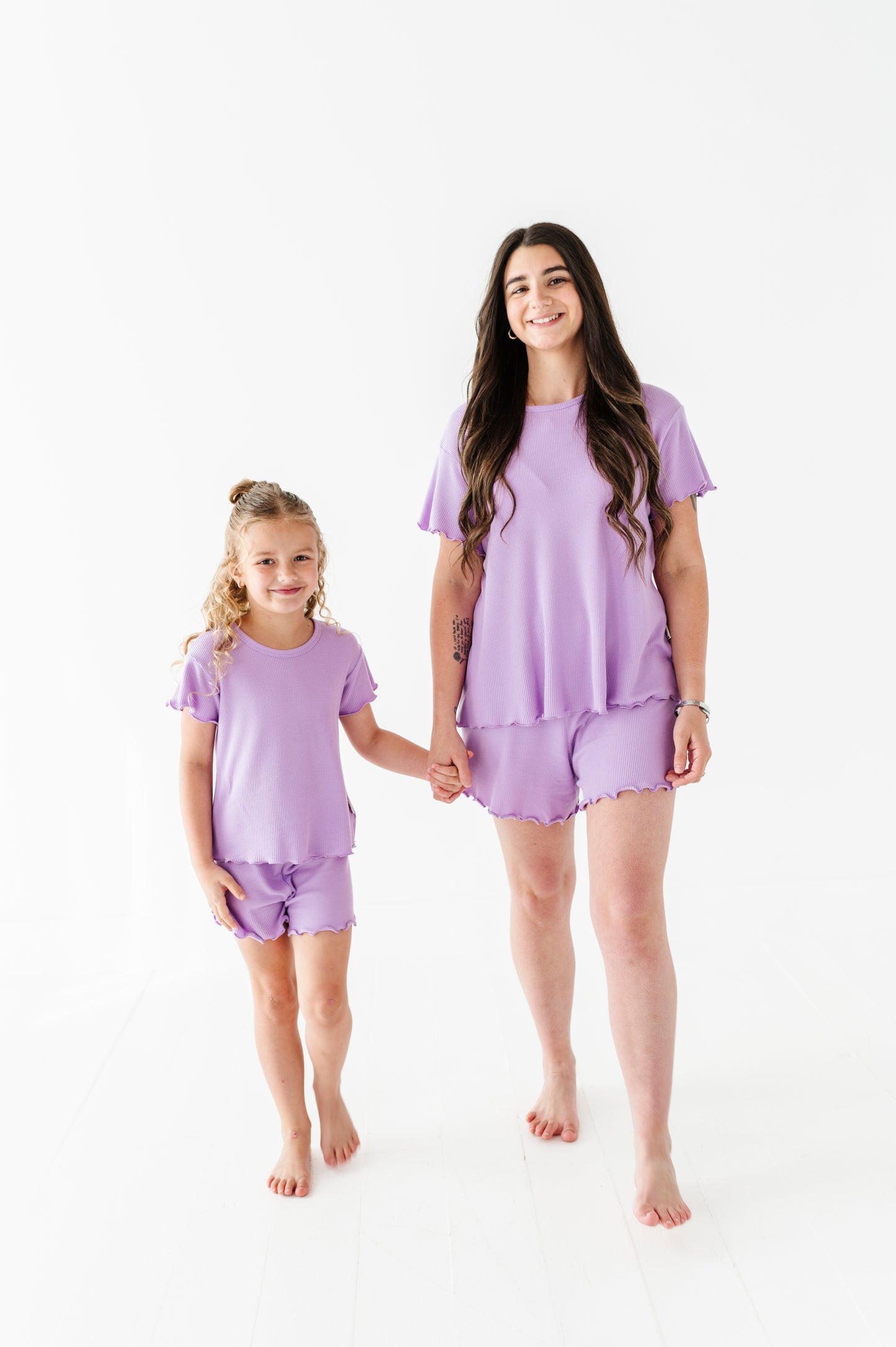 Lilac Adult Ruffle Waffle Knit Set