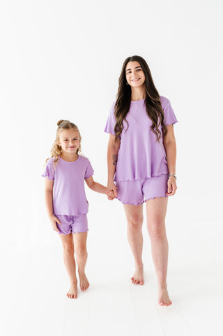 Lilac Adult Ruffle Waffle Knit Set