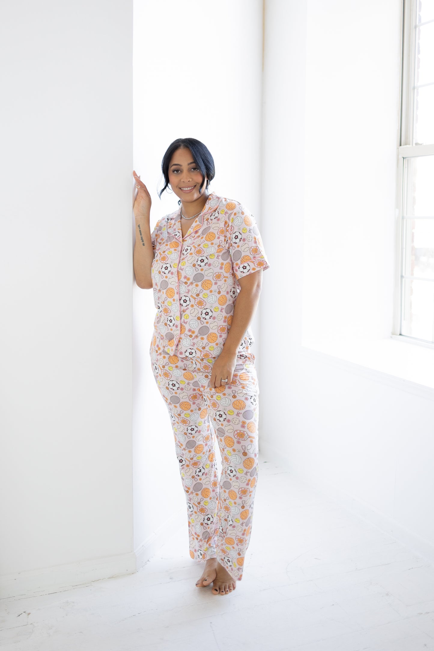 Game Winning Dreams Short Sleeve Flare Button Up Set