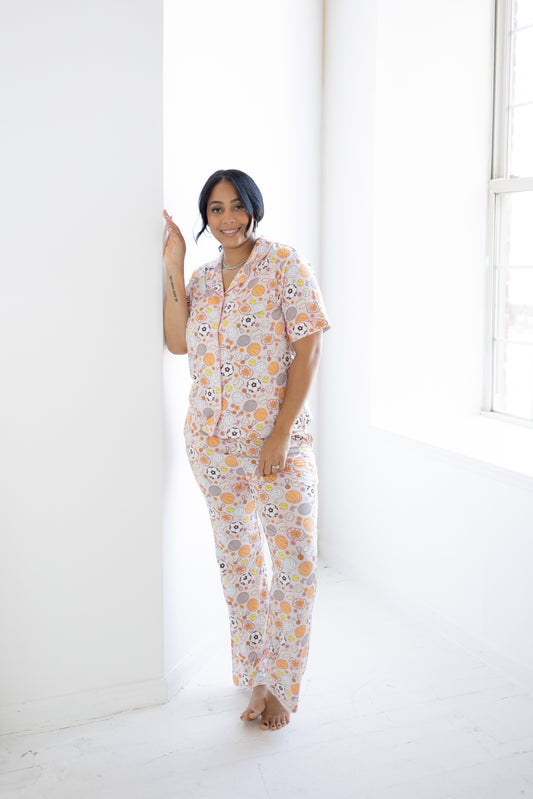 Game Winning Dreams Short Sleeve Flare Button Up Set