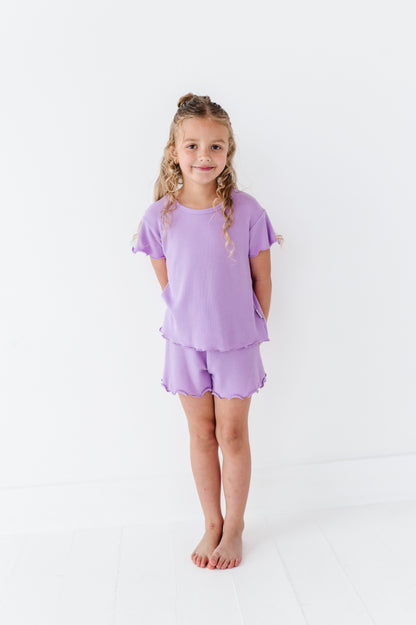 Lilac Ruffle Waffle Knit Set
