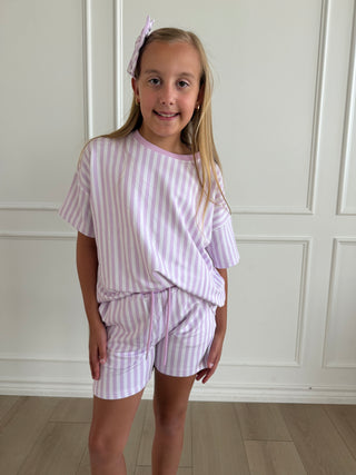 Purple Stripe Terry Set