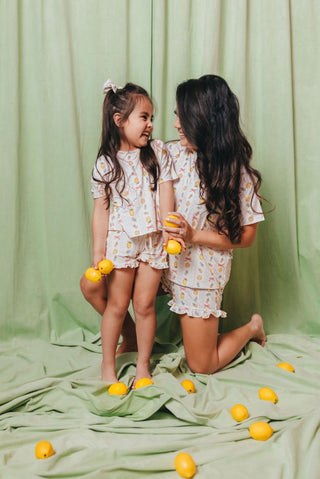 Lemon Lullaby Adult Ruffle Short Set