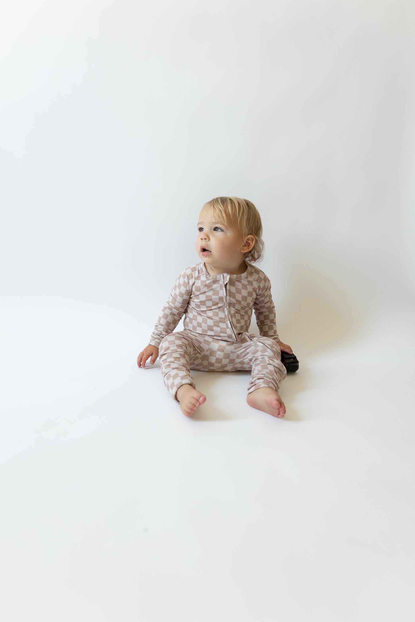 Tan Check Zippy Romper