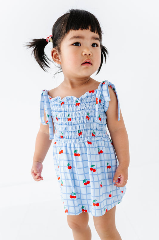 Cherry Pop Picnic Smocked Bodysuit Dress