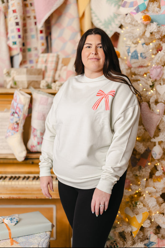 Christmas Bows Mint Green Adult Crewneck Sweatshirt