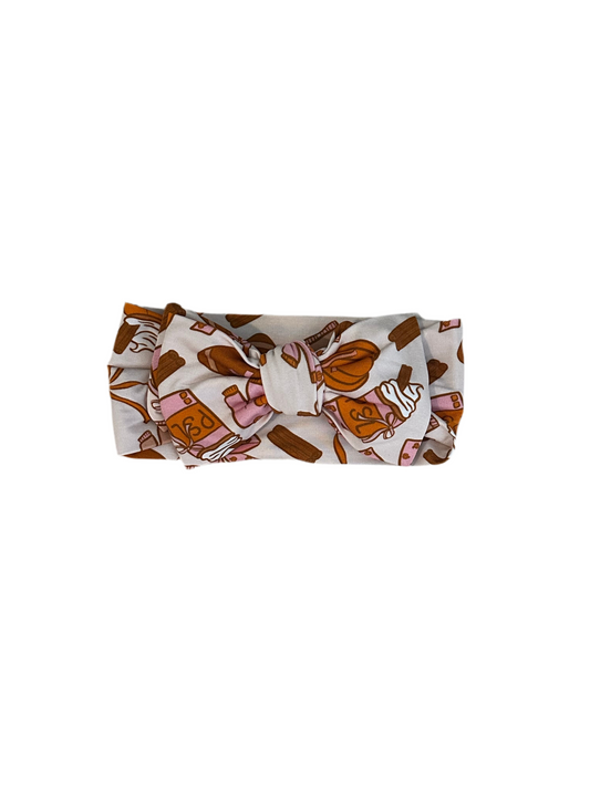 Pumpkin Spice Playbook Top Knot Bow