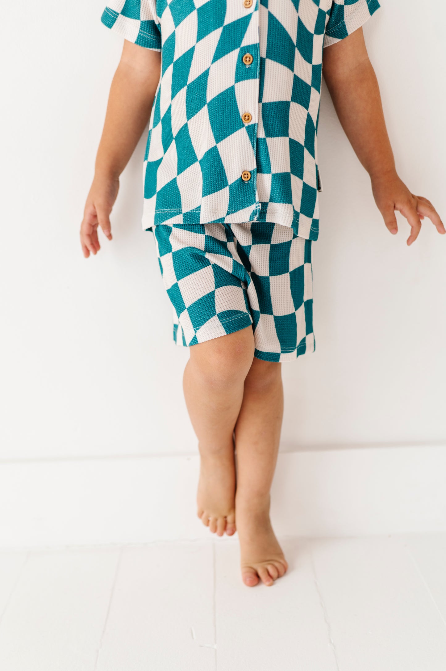 Wavy Check Waffle Knit Set