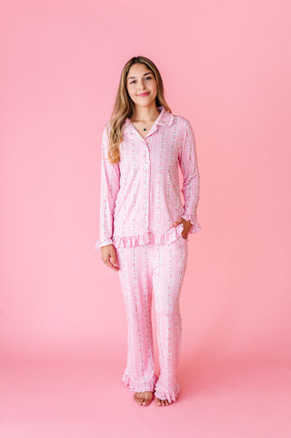 Blush Bouquet Ruffle Adult Button Up Set