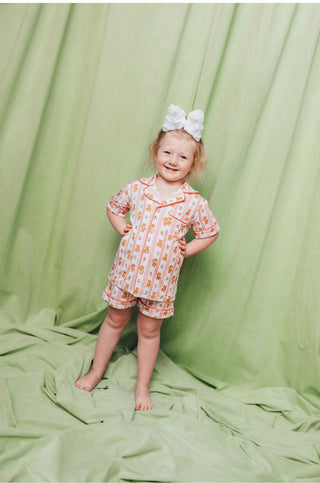Teddy Tulips Button Up Short Set