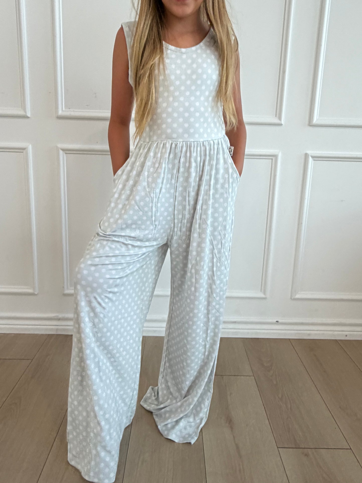 Blue Polka Dot Tank Wide Leg Romper