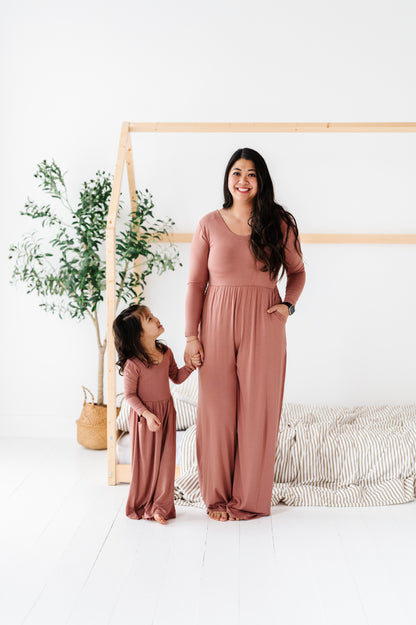 Earth Tones Mama Wide Leg Rompers