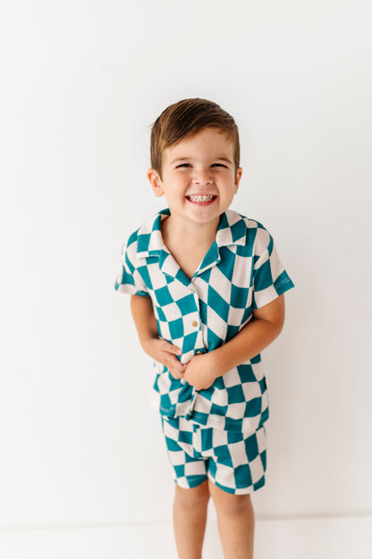Wavy Check Waffle Knit Set
