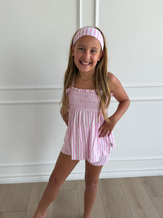 Pink Stripe Babydoll Smocked Set