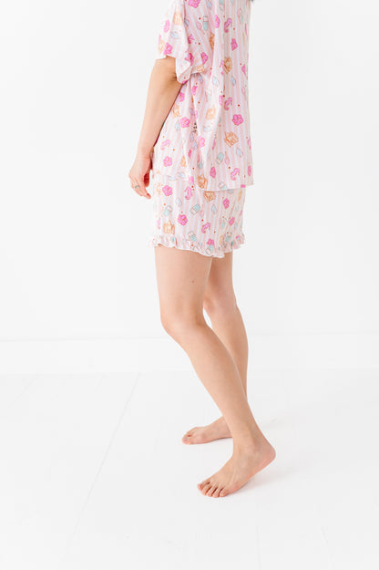 Hibiscus Harbor Adult Ruffle Short Set