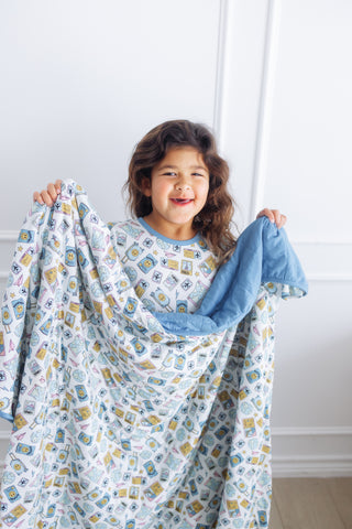 Jet Blue Skies Cloud Quilted Blanket