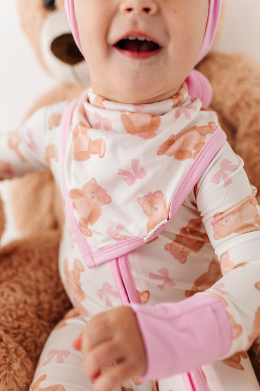 Baby Pink Teddy Bib