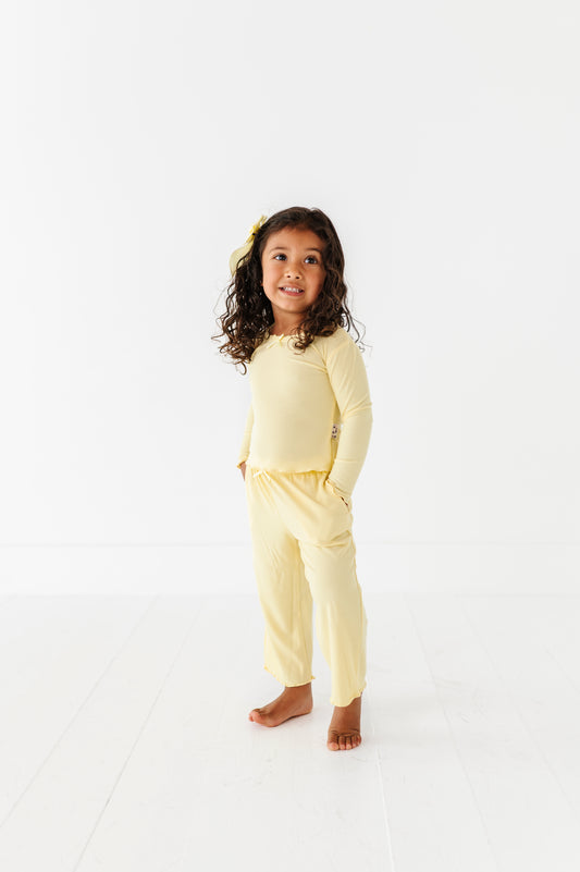Lemon Drop Ribbed Girls Set
