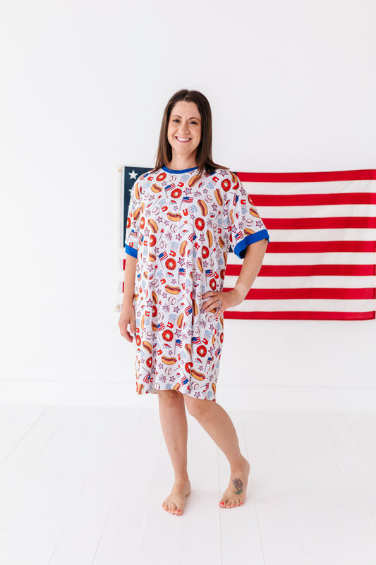 Home of the Hotdogs Adult T-Shirt Dress