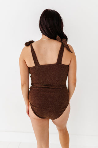 Brown Metallic Adult Swim Suit