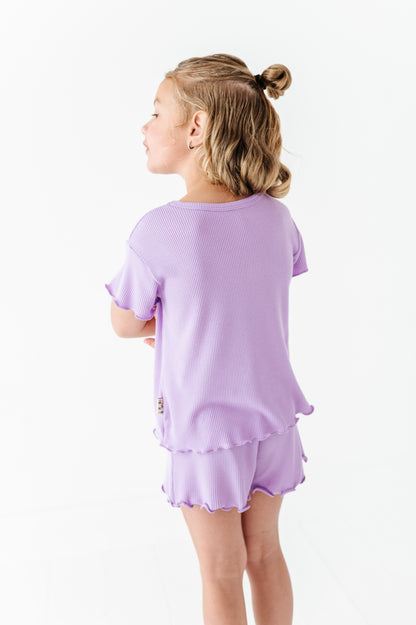 Lilac Ruffle Waffle Knit Set
