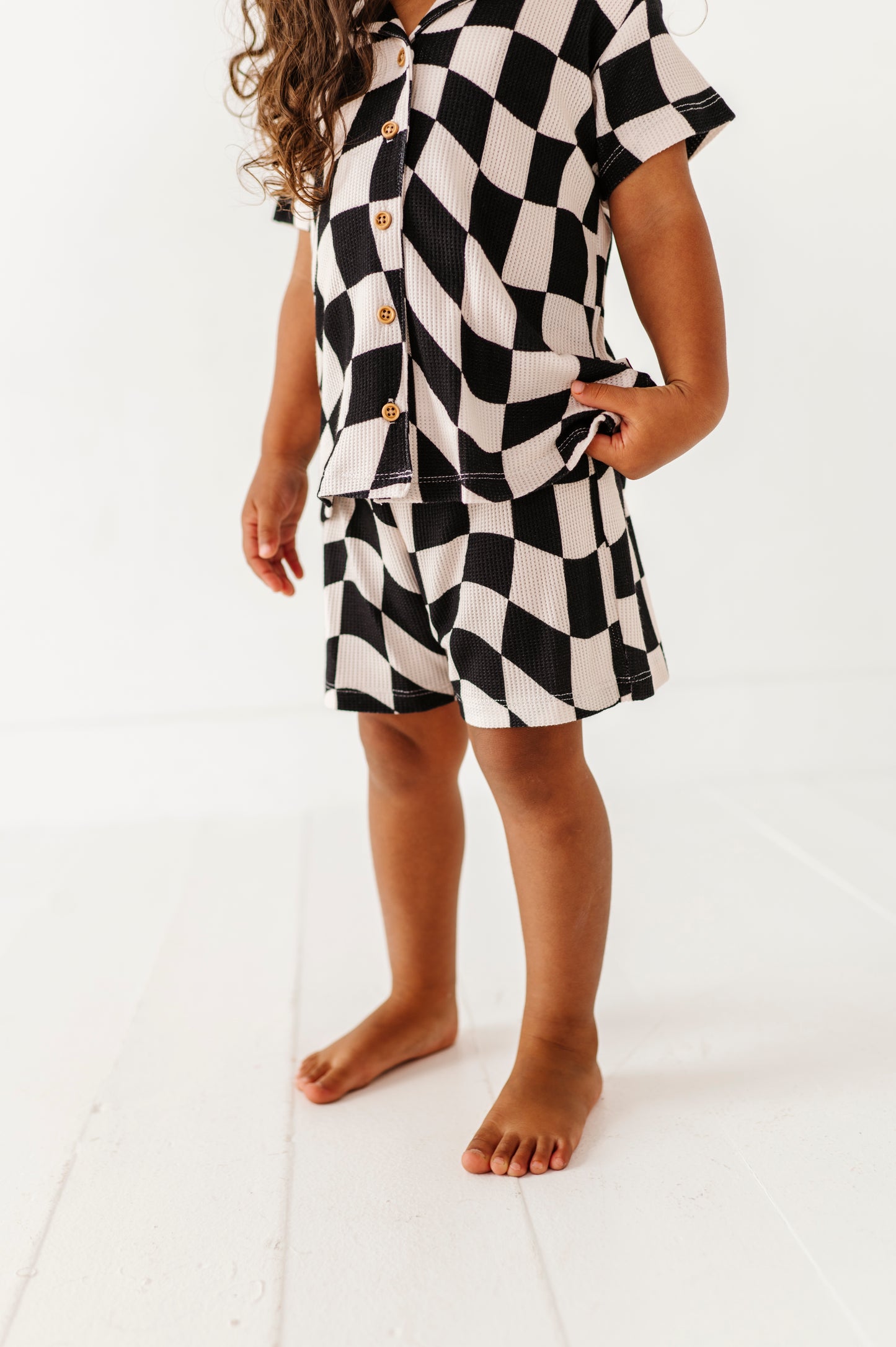 Wavy Check Waffle Knit Set