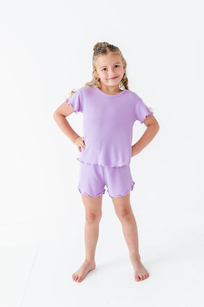 Lilac Ruffle Waffle Knit Set