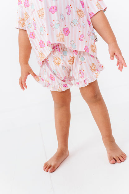 Hibiscus Harbor Ruffle Drawstring Short Set