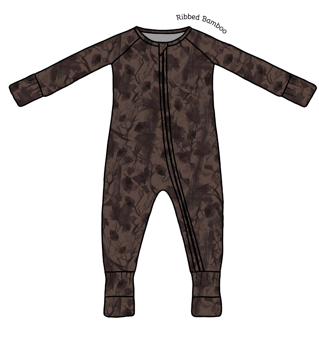 PRE-ORDER OCTOBER Chocolate Camo Ribbed Zippy
