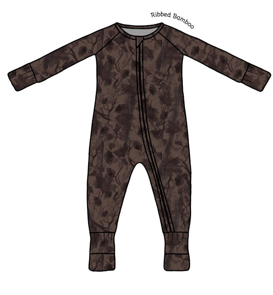 PRE-ORDER OCTOBER Chocolate Camo Ribbed Zippy