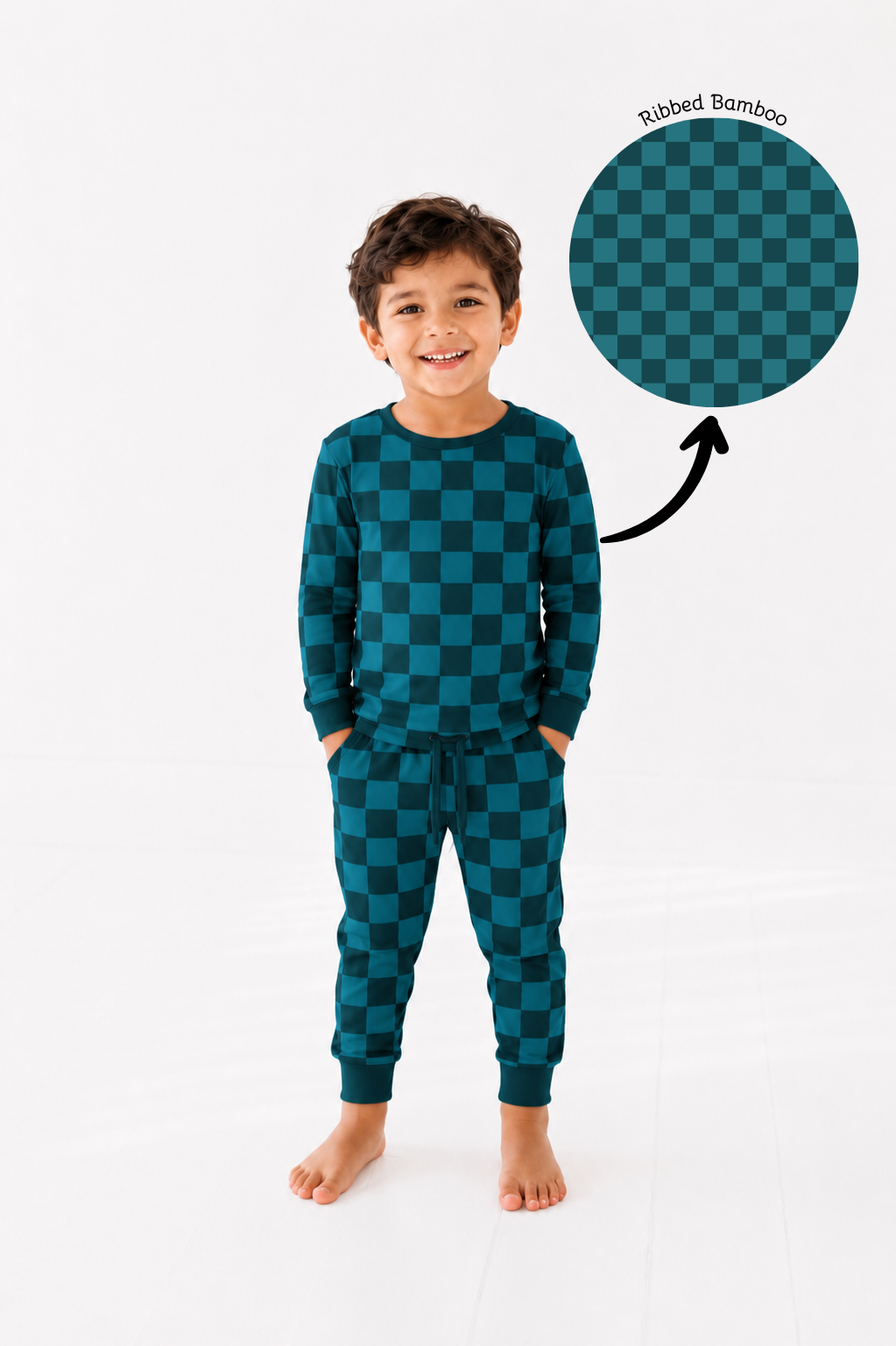 PRE-ORDER OCTOBER Teal Check Long Sleeve Jogger Set