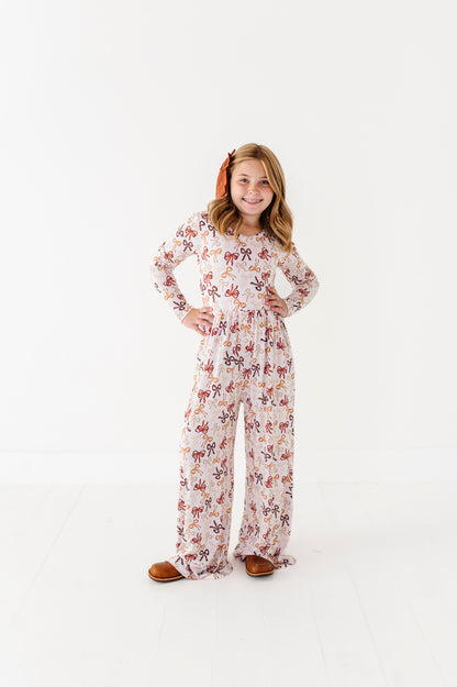 Autumn Ribbons Wide Leg Romper (EST SHIP TIME 3-4 WEEKS)
