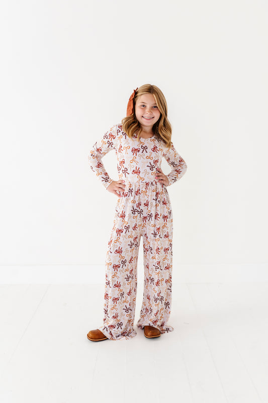 Autumn Ribbons Wide Leg Romper (EST SHIP TIME 3-4 WEEKS)
