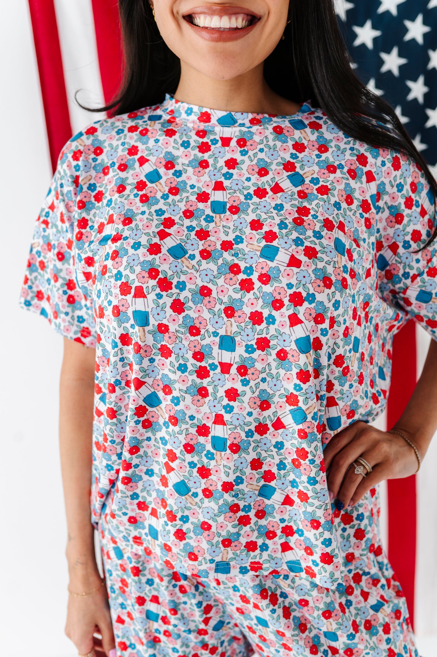 Bomb Pop Blooms Adult Ruffle Short Set