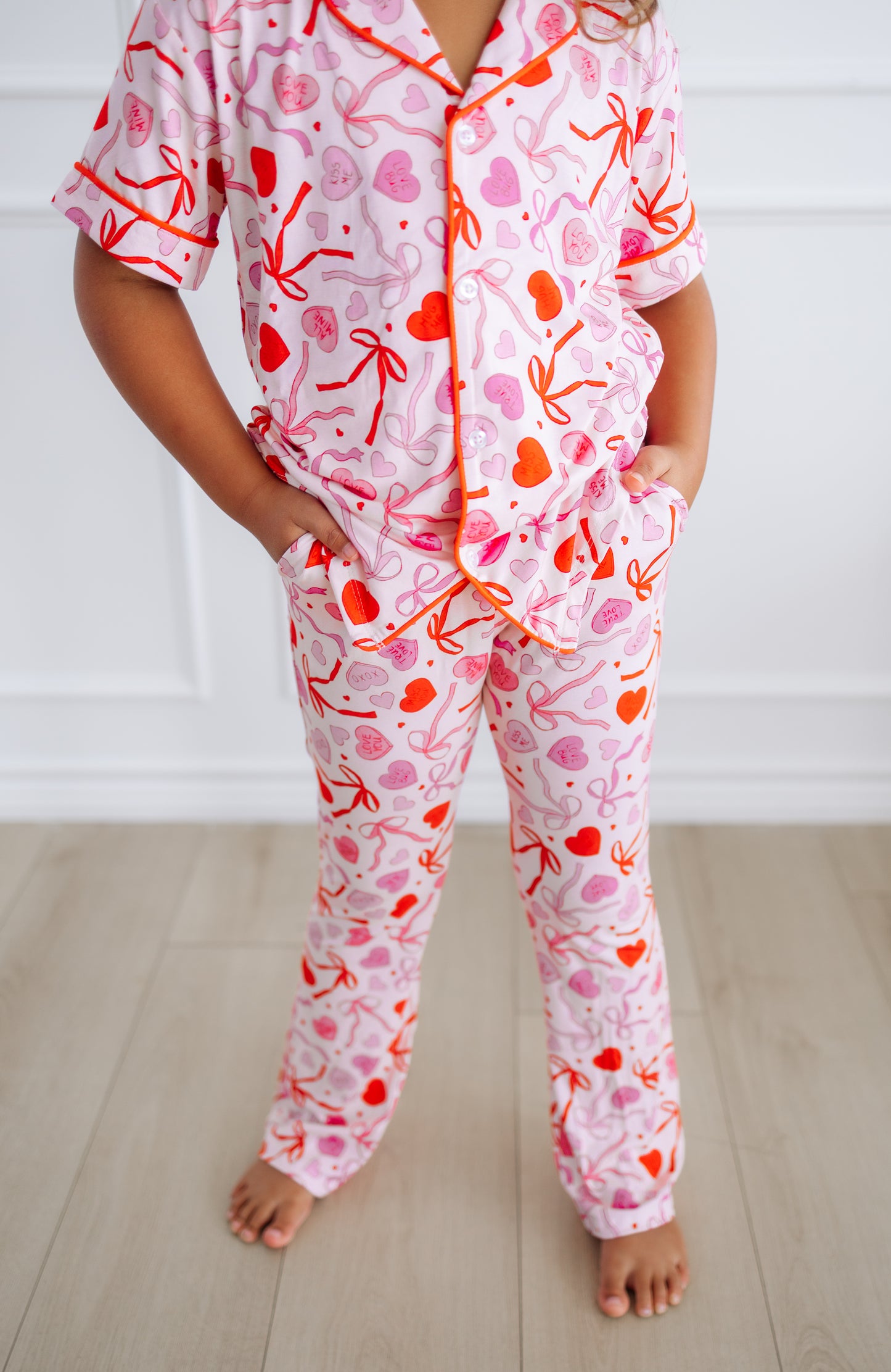 Sweetheart Ribbons Short Sleeve Flare Button Up Set