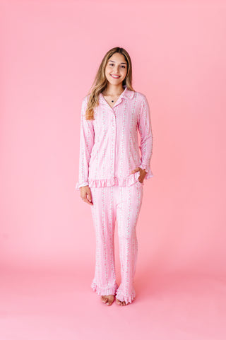 Blush Bouquet Ruffle Adult Button Up Set