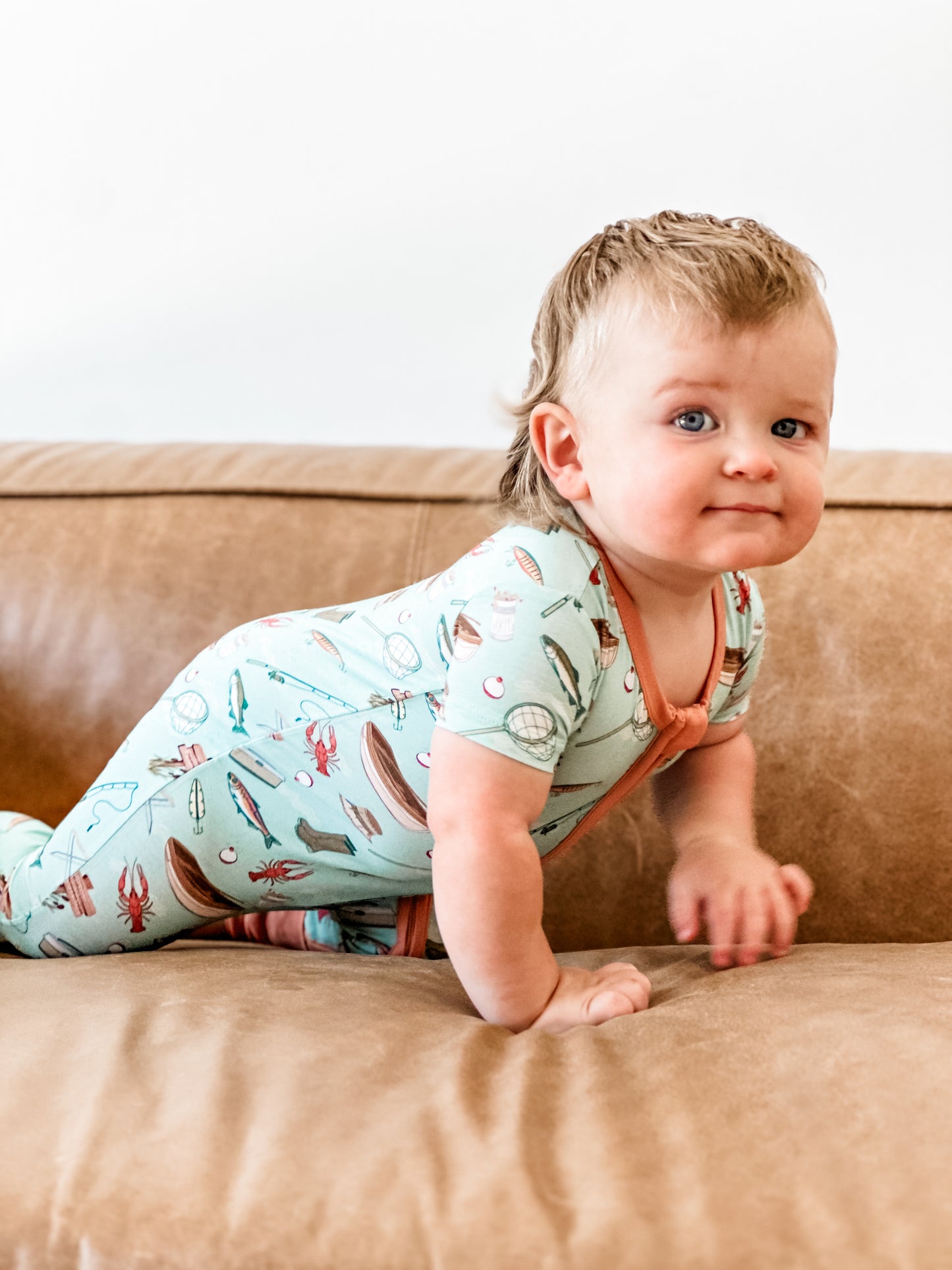 Gone Fishin’ Short Sleeve Zippy Romper