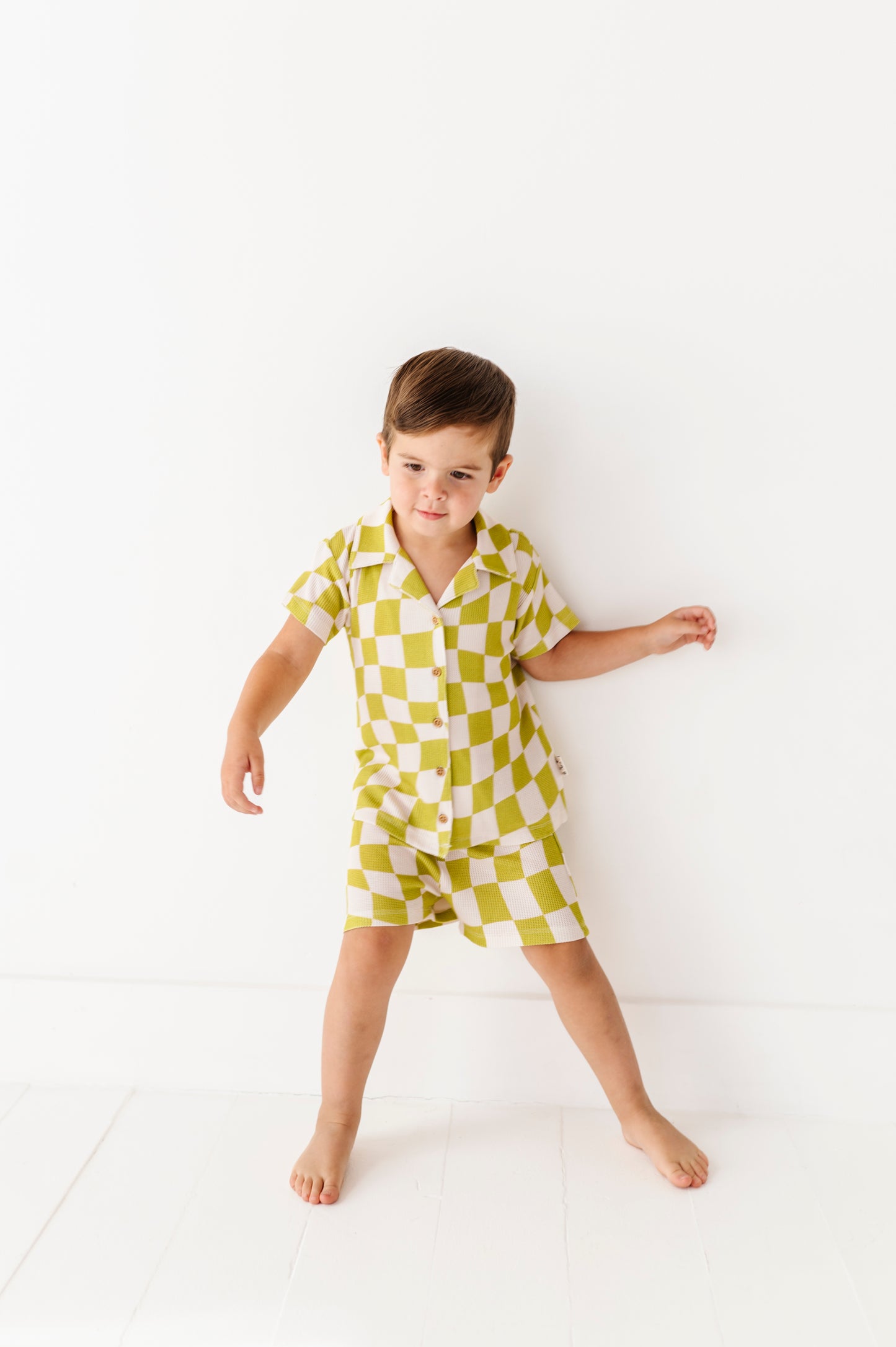 Wavy Check Waffle Knit Set