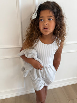 Blue Stripe Tank Shorty Romper