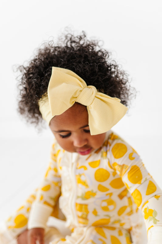 Lemon Drop Ribbed Top Knot Bow