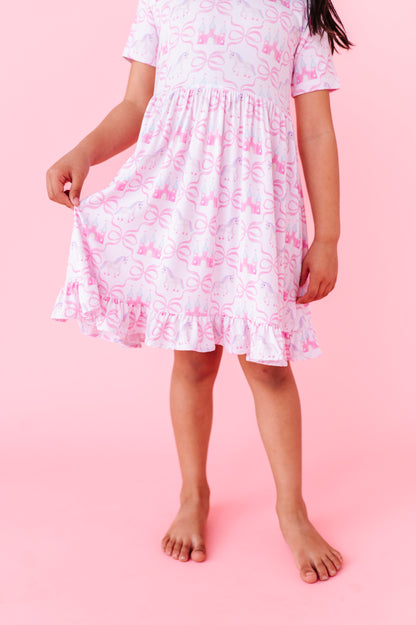 Unicorn Dreams Short Sleeve Ruffle Dress