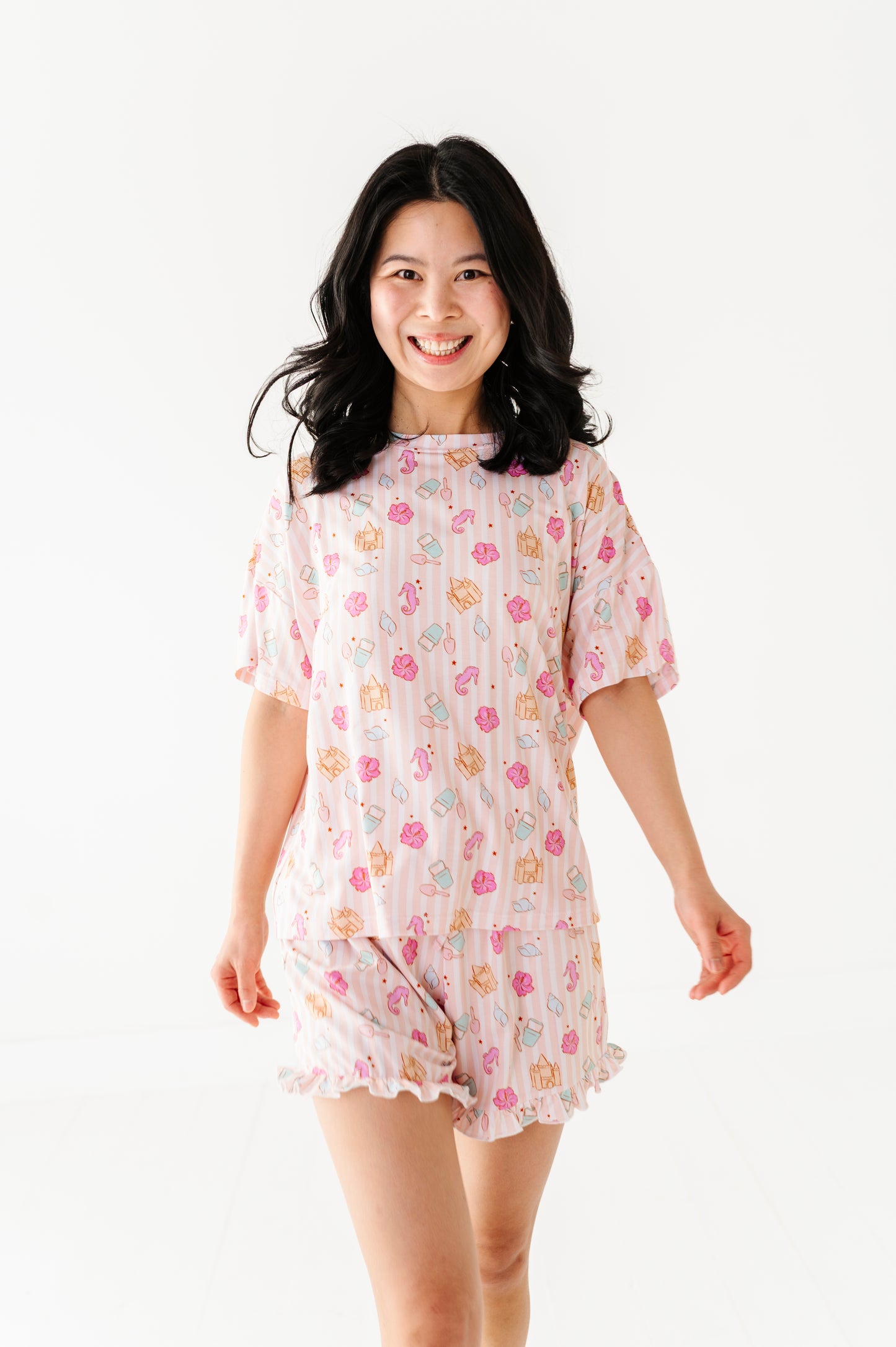 Hibiscus Harbor Adult Ruffle Short Set