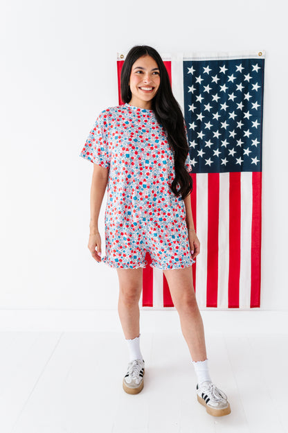 Bomb Pop Blooms Adult Ruffle Short Set